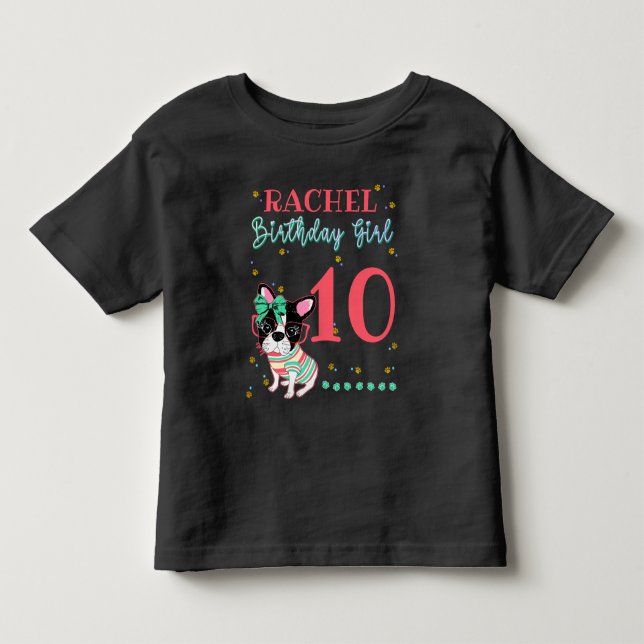 French Bulldog Frenchie Birthday Girl  Toddler T-shirt (Front)