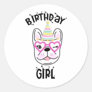 French Bulldog Frenchie Birthday Party Theme Classic Round Sticker