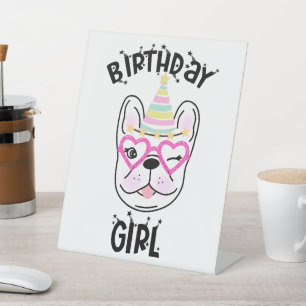French Bulldog Frenchie Birthday Party Theme Pedestal Sign