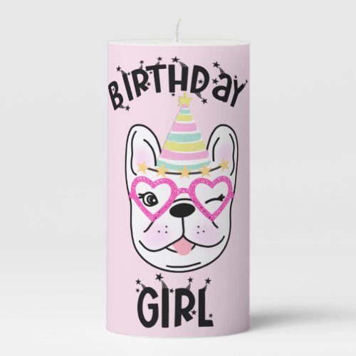 French Bulldog Frenchie Birthday Party Theme  Pillar Candle