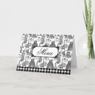 FRENCH BULLDOG Frenchie Black Toile Customization Letterpress Thank You Card