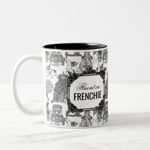 FRENCH BULLDOG Frenchie Black Toile Customization Two_Tone Coffee Mug