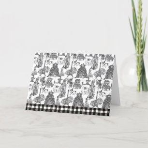 FRENCH BULLDOG Frenchie Black Toile Letterpress Thank You Card