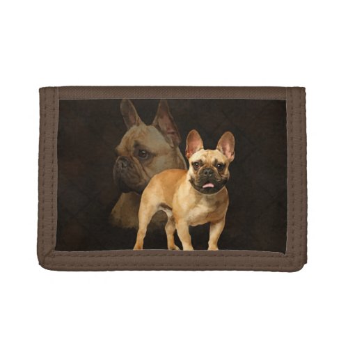 French Bulldog _Frenchie _ Brown Plaid Trifold Wallet