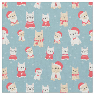 French Bulldog Frenchie Christmas Pattern Fabric