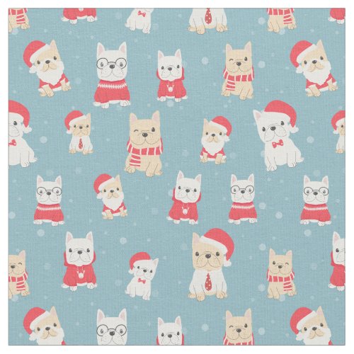 French Bulldog Frenchie Christmas Pattern Fabric