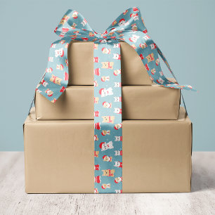 French Bulldog Frenchie Christmas Pattern Satin Ribbon