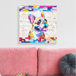 French Bulldog -Frenchie - colorful mosaic Canvas Print