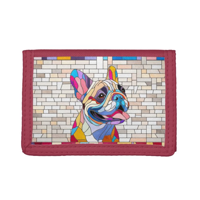 French Bulldog -Frenchie - colorful mosaic Trifold Wallet (Front)