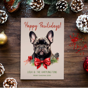 French Bulldog Frenchie Dog Christmas Pawlidays Holiday Card