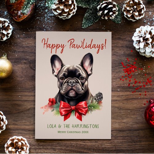 French Bulldog Frenchie Dog Christmas Pawlidays Holiday Card
