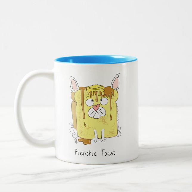 French Bulldog Frenchie Dog Funny Two-Tone Coffee Mug (Left)