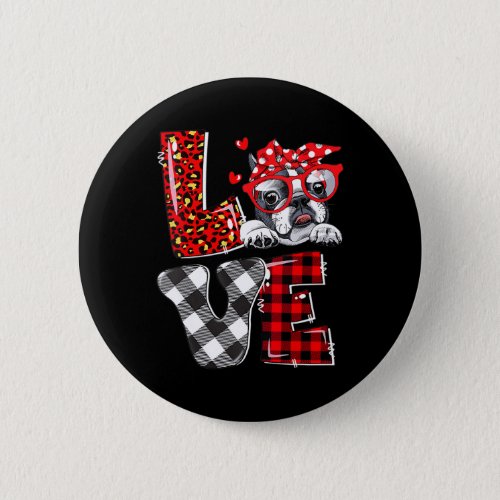 French Bulldog Frenchie Dog Happy Valentines Day 2 Button