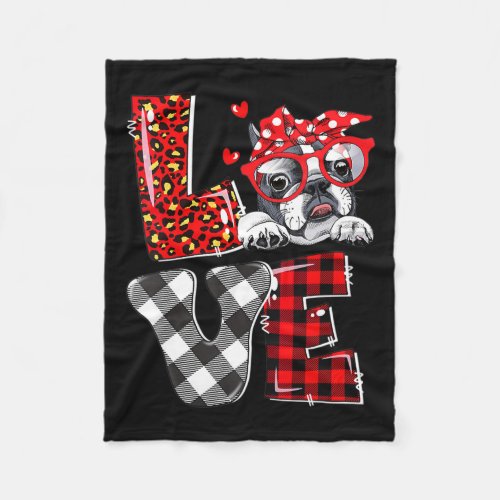 French Bulldog Frenchie Dog Happy Valentines Day 2 Fleece Blanket