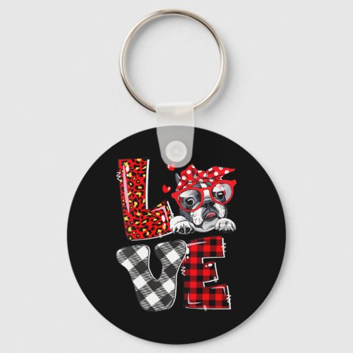 French Bulldog Frenchie Dog Happy Valentines Day 2 Keychain