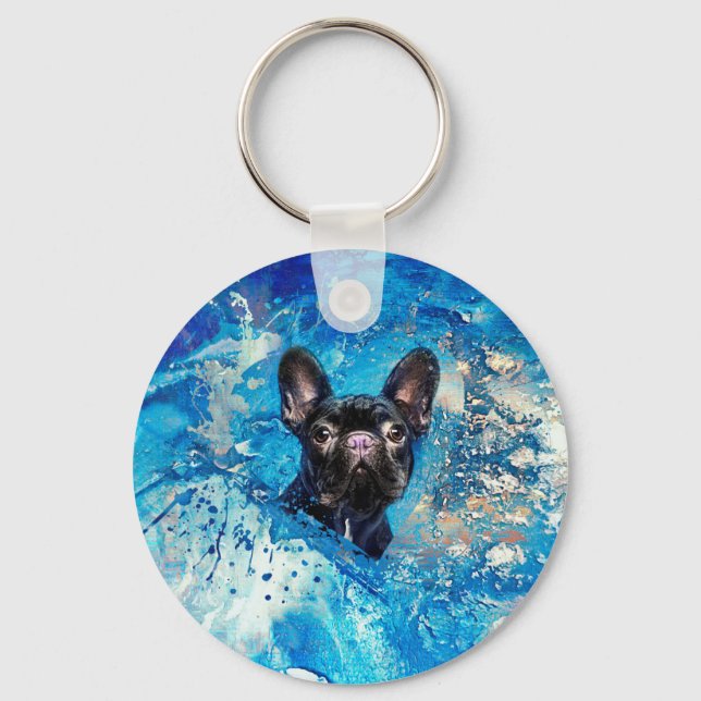 French Bulldog -Frenchie Dog Keychain (Front)