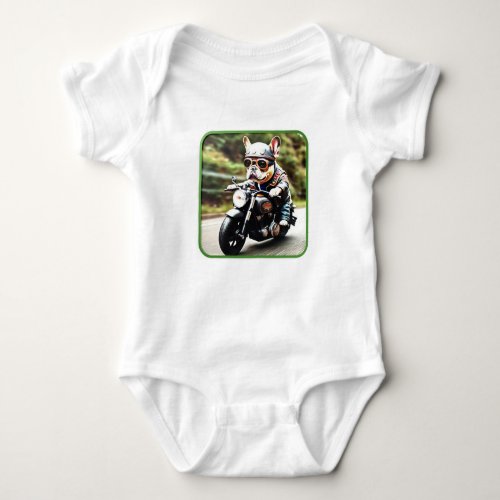 French Bulldog Frenchie Dog on Motorcycle Baby Bodysuit