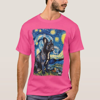 French Bulldog Frenchie Dog Starry Night Painting T-Shirt