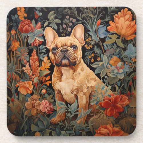 French Bulldog Frenchie Garden Tapestry Birthday Beverage Coaster