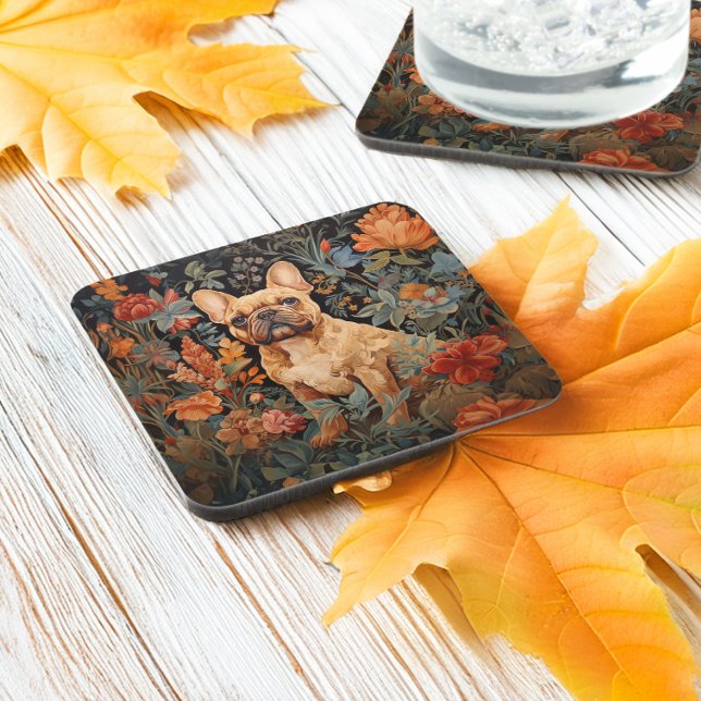French Bulldog Frenchie Garden Tapestry Birthday Beverage Coaster (Creator Uploaded)