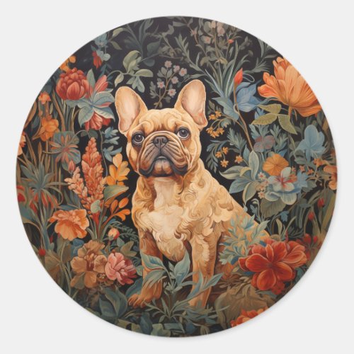 French Bulldog Frenchie Garden Tapestry Birthday Classic Round Sticker