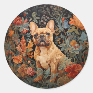 French Bulldog Frenchie Garden Tapestry Birthday Classic Round Sticker