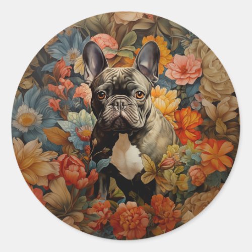 French Bulldog Frenchie Garden Tapestry Birthday Classic Round Sticker