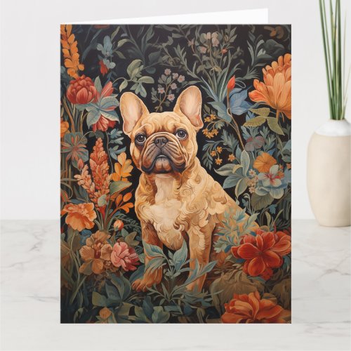 French Bulldog Frenchie Garden Tapestry Birthday Thank You Card