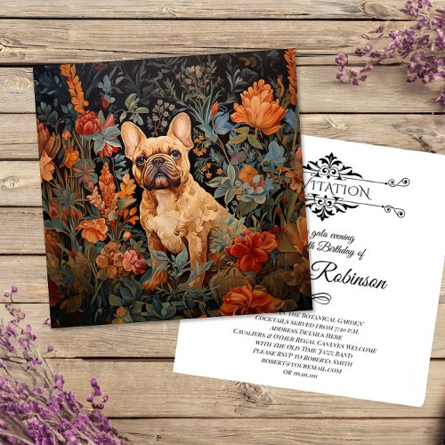 French Bulldog Frenchie Garden Tapestry Birthday Thank You Card