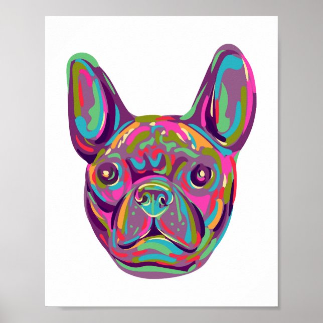 French Bulldog Frenchie head Pop art style Poster (Front)
