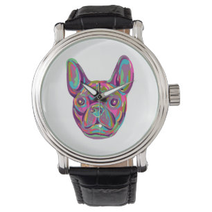 French Bulldog Frenchie head Pop art style Watch