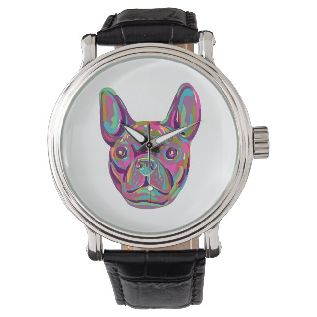 French Bulldog Frenchie head Pop art style Watch (Front)