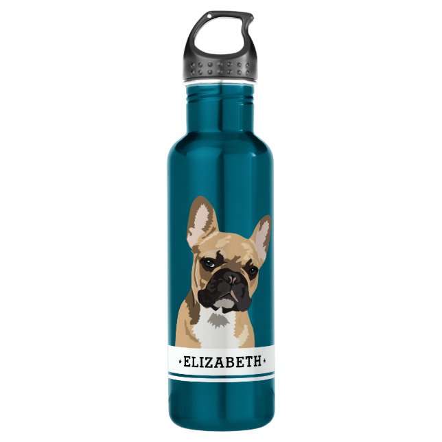 French Bulldog | Frenchie Name Stainless Steel Water Bottle (Front)