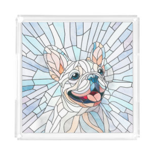 French Bulldog -Frenchie - pastel mosaic Acrylic Tray