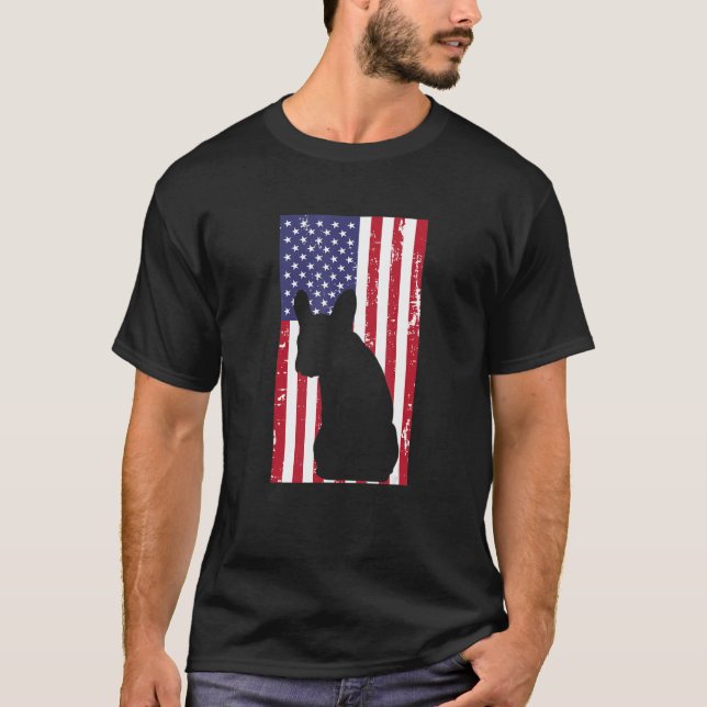 French Bulldog Frenchie Patriotic All American USA T-Shirt (Front)