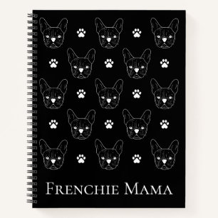 French Bulldog Frenchie Personalized Pattern Black Notebook