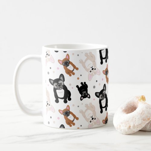 French Bulldog Frenchie Pups and Polka Dots Coffee Mug