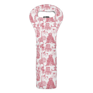 FRENCH BULLDOG Frenchie Red Toile Wine Bag