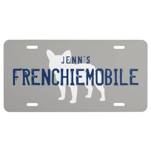 French Bulldog FRENCHIEMOBILE Custom Text License Plate (Front)