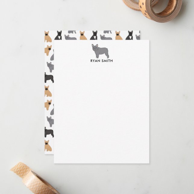 French Bulldog Frenchies Note Card (Front/Back In Situ)
