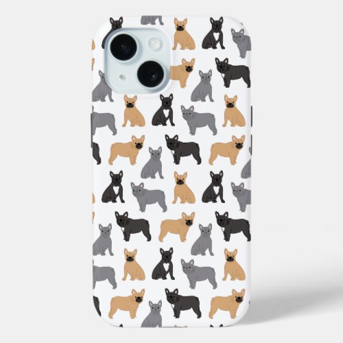 French Bulldog Frenchies _ Pick Your Color iPhone 15 Case