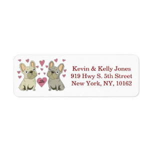 French bulldog friends, Valentines Label