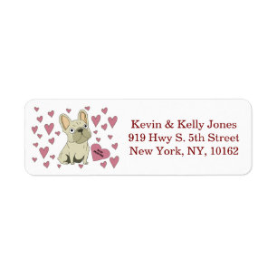French bulldog friends, Valentines Label