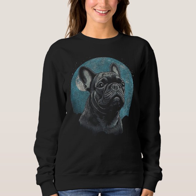 French Bulldog Full Moon Graphic For Dog Lovers Sweatshirt (Front)