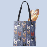 French Bulldog Fun Blue Tote Bag<br><div class="desc">A fun little French Bulldog or Frenchie pattern on a blue background.  Great for all dog lovers,  pet sitters,  dog walkers and veterinarians.  Original art by Nic Squirrell.</div>