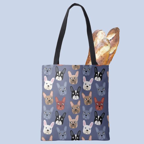 French Bulldog Fun Blue Tote Bag