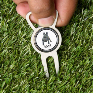 French Bulldog Fun Monogram Silhouette Y&B Grid Divot Tool