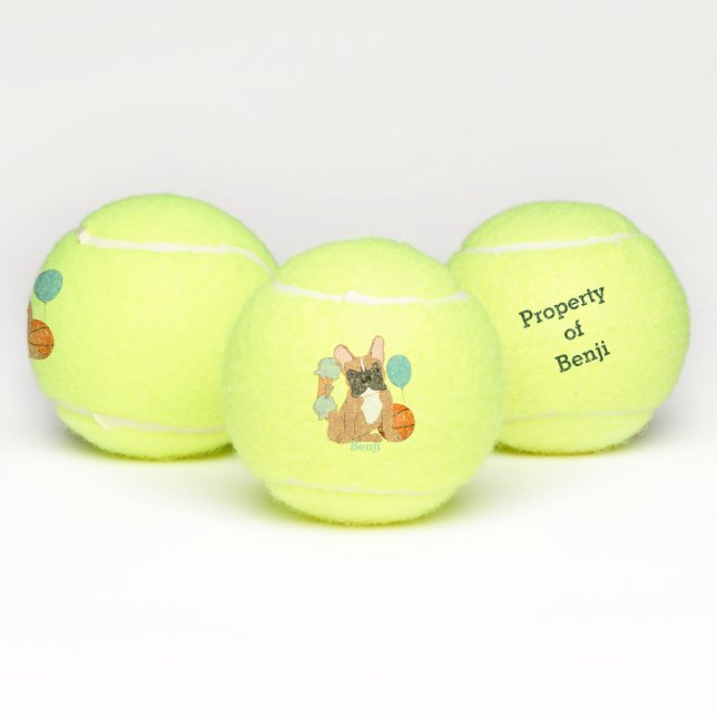 French Bulldog Fun Personalized  Tennis Balls (Multi)