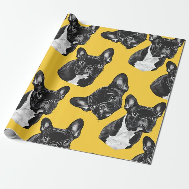 French Bulldog Fun Wrapping Paper (Unrolled)