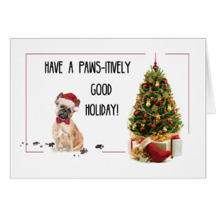 French Bulldog Funny Christmas Dog with Tree Cards